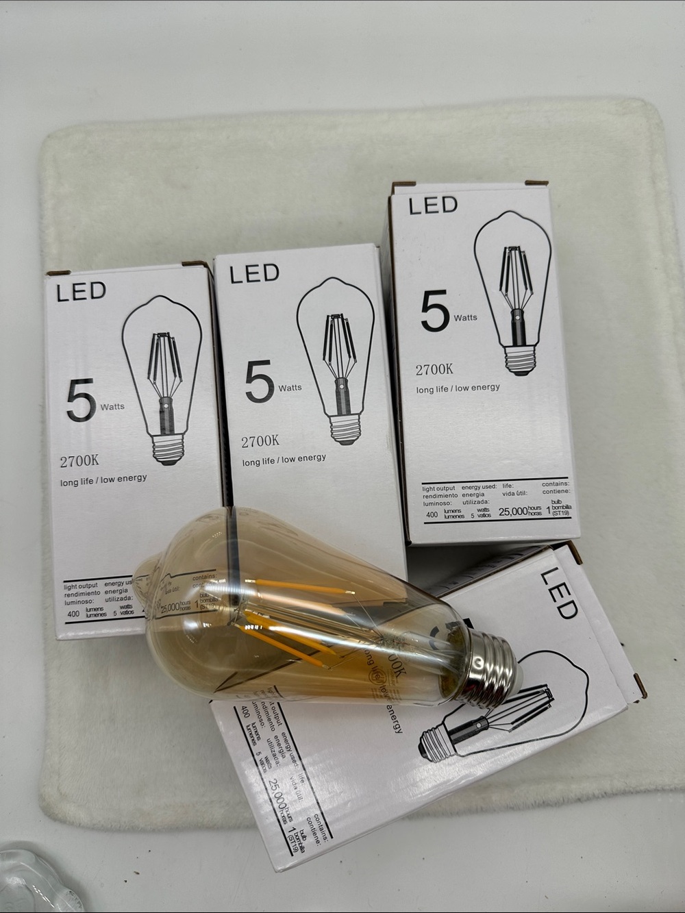 LED Dimmable Intertek Filament Bulb (5011446) 5W 2700K Amber Glass Lot of 4